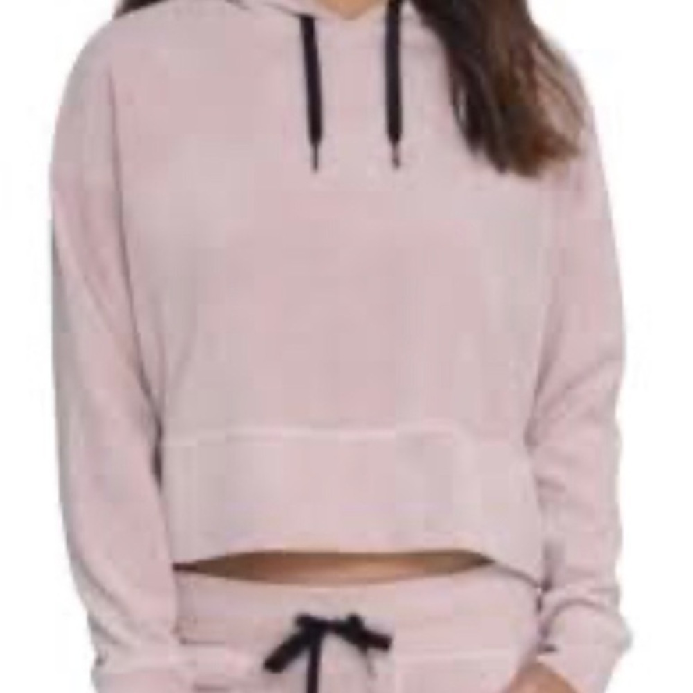 Calvin Klein Lilac Velour Cropped Hoodie size large